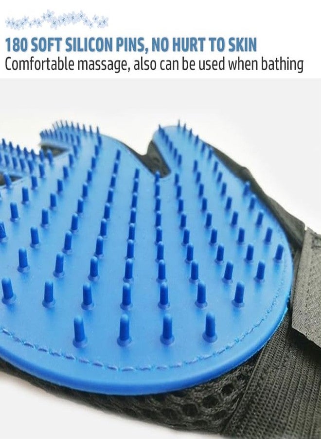 REGIIS Pet Grooming Set, Silicone Bath Brush with Massage Glove, Soft Bristles, Blue, Pack of 2 - Image 5